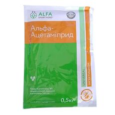 Инсектицид АЛЬФА-АЦЕТАМИПРИД (д.г.: ацетамиприд 200 г/кг.), тара – 0.5 кг. ALFA Smart Agro